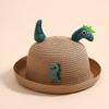 Cappello di Paglia Estivo per Bambini Uomini e Donne Dinosauro Cartone Animato 3-6 Anni Carino Dinosauro 3D Tridimensionale Cappello da Pescatore