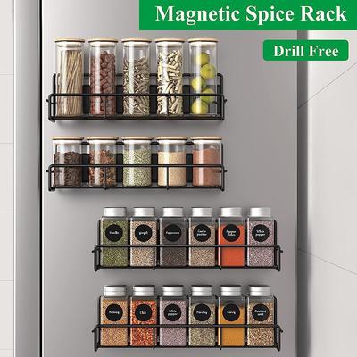 Porta spezie magnetico Nero Scaffali per frigorifero Organizzatore per armadietti Accessori da cucina Mensola laterale per frigorifero
