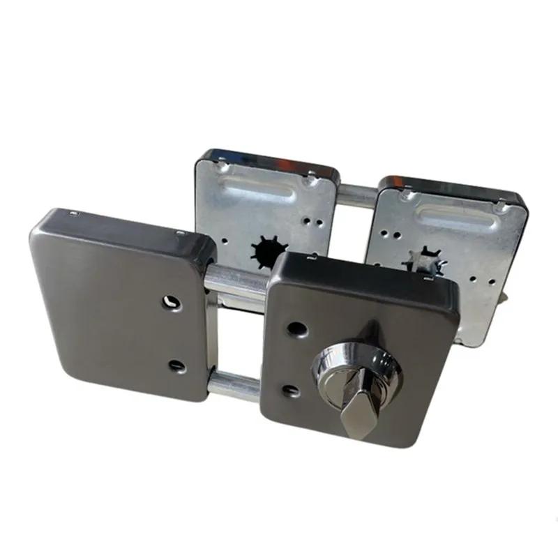 1 Set Double Open Sliding Door Lock Stainless Steel Glass Door Lock with Keys Lockset Office Glass Gate Security Hardware