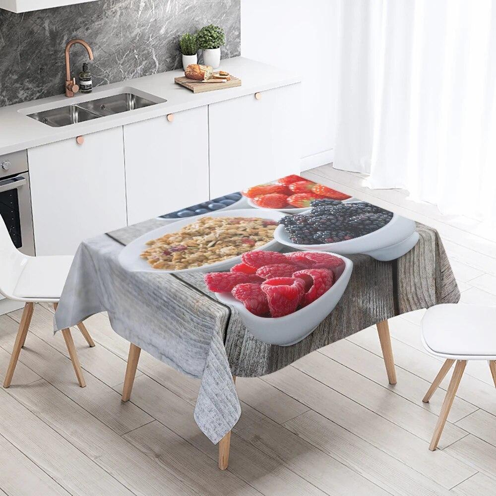 

Скатерть с принтом для гурманов, украшение для ресторанного стола, устойчивая к пятнам, водонепроницаемая, прямоугольная, кухонная, домашний декор 85x85cm