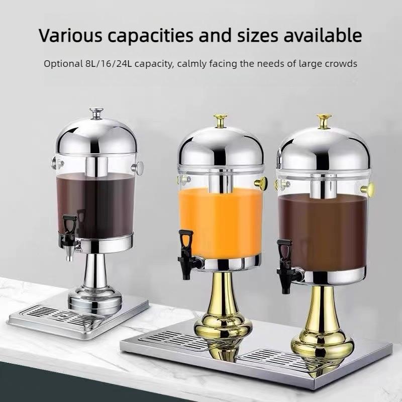 Commercial Stainless Steel Juice Cauldron PC Transparent Visual Hotel Restaurant Large Capacity Buffet Beverage Dispenser