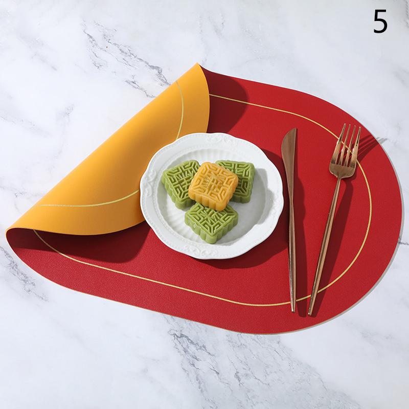 Tischset aus Leder, oval, ölbeständig, Tischset für Zuhause, Esszimmer, Küche, Tischset, Design, Esszimmer, wasserdicht, hitzebeständig, Heimdekoration