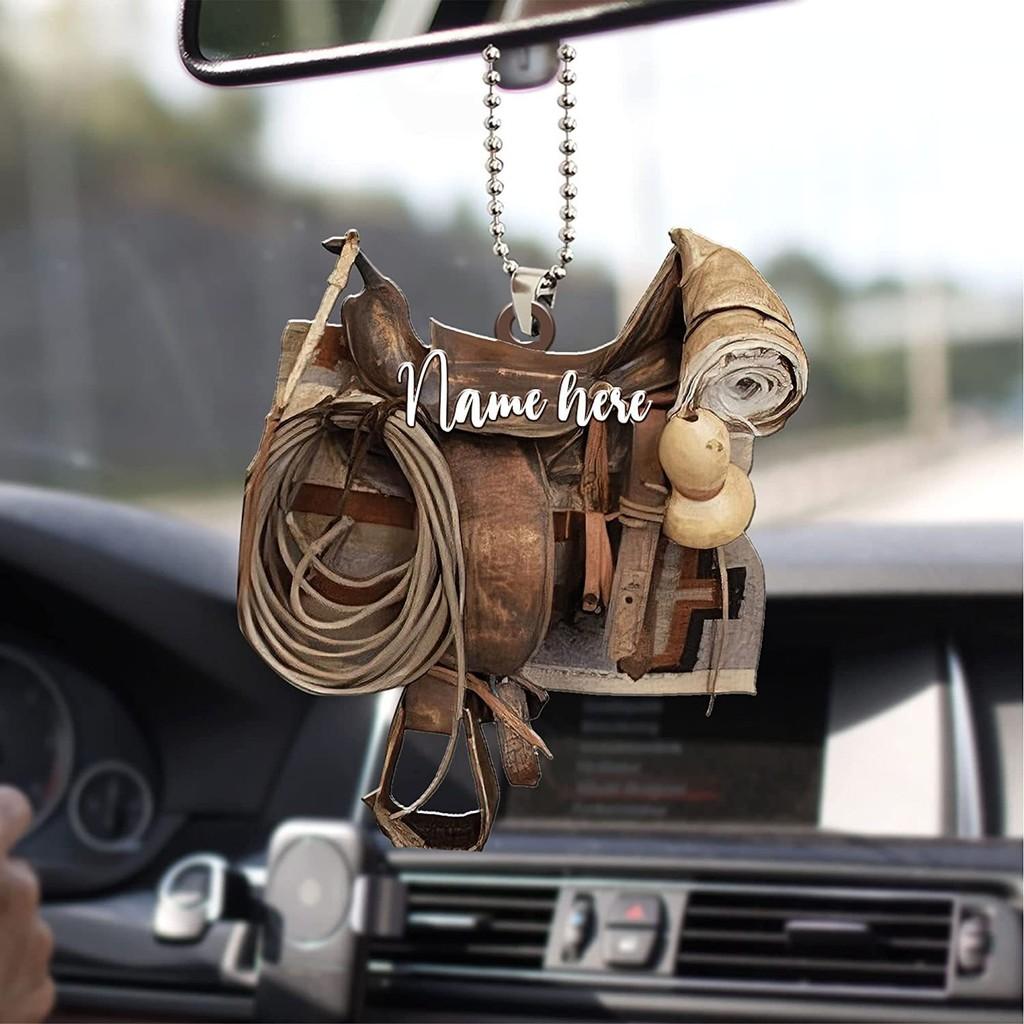 Decorative Retro Acrylic Cowgirl Hat Boot Automobile Mirror Accessory With Aroma Feature