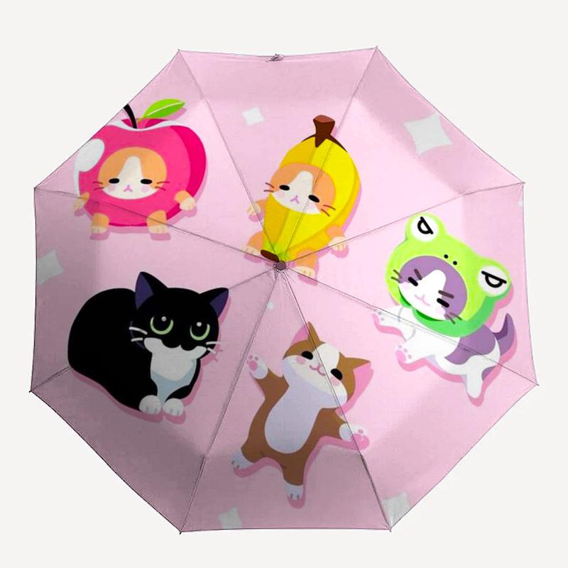 1pc Cats In Fruit Costumes Umbrella with Plastic Handle,Suitable for All Seasons Home Travel Outdoor Umbrellaptys31088