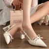 2025 Summer New Pointed Toe Design with Bow High Heels Pumps Wedding Banquet Luxury Live Broadcast Hot Fashion Sandals