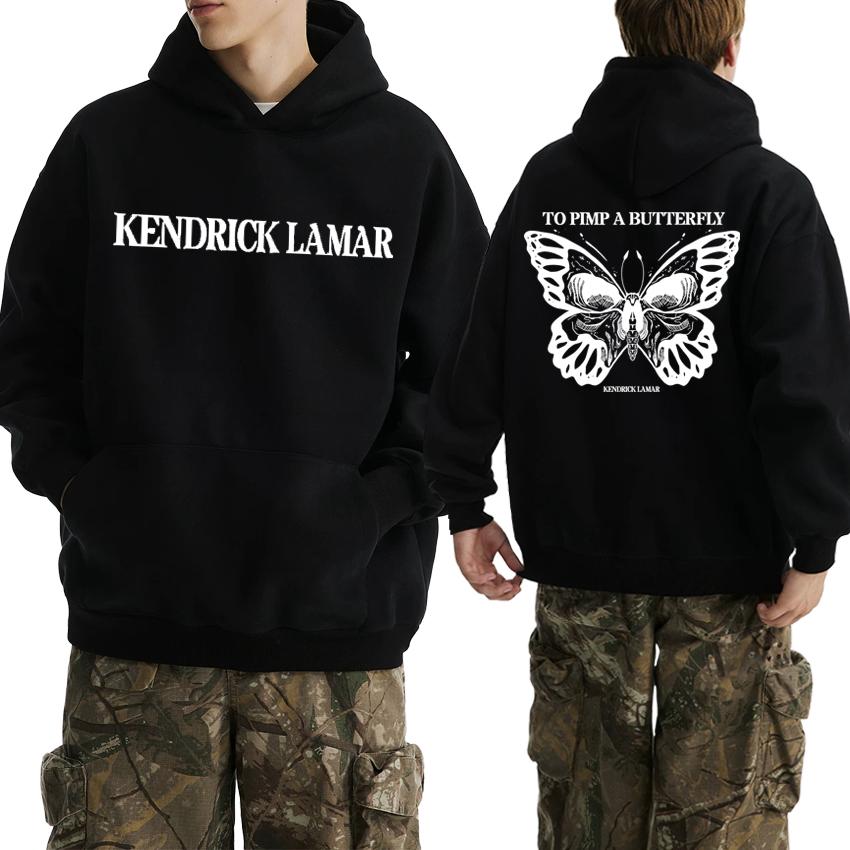 Rapper Kendrick Lamar To Pimp a Butterfly Double Sided Print Hoodie Men Women Vintage Hip Hop Streetwear Unisex Fleece Pullovers
