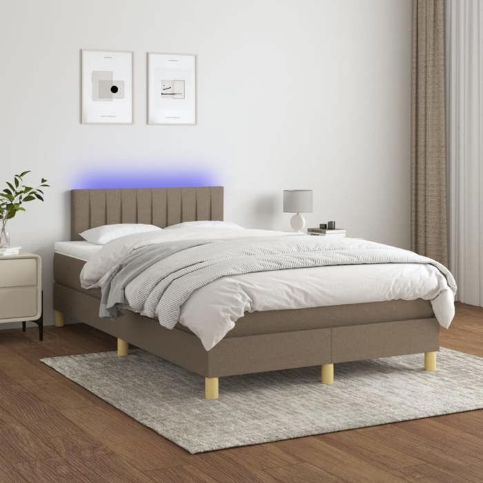 Maison Exclusive - Sommier à lattes de lit avec matelas LED Taupe 120x200 cm Tissu
