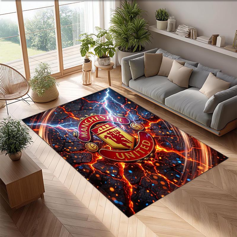 Tappeto in Flanella Stampato Manchester United Antiscivolo Morbido Poliestere Tappeto per Pavimento Tappetino Decorativo per Interni per Camera da Letto Soggiorno Divano