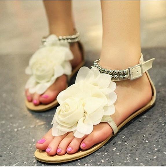 Chic Bohemia Flower Women Flat Beach Sandals Perfect For Any Summer Outfit Eu35-42