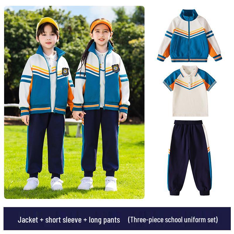 First-Grade Spring & Autumn School Uniform Set: Kindergarten Sportswear, Three-Piece