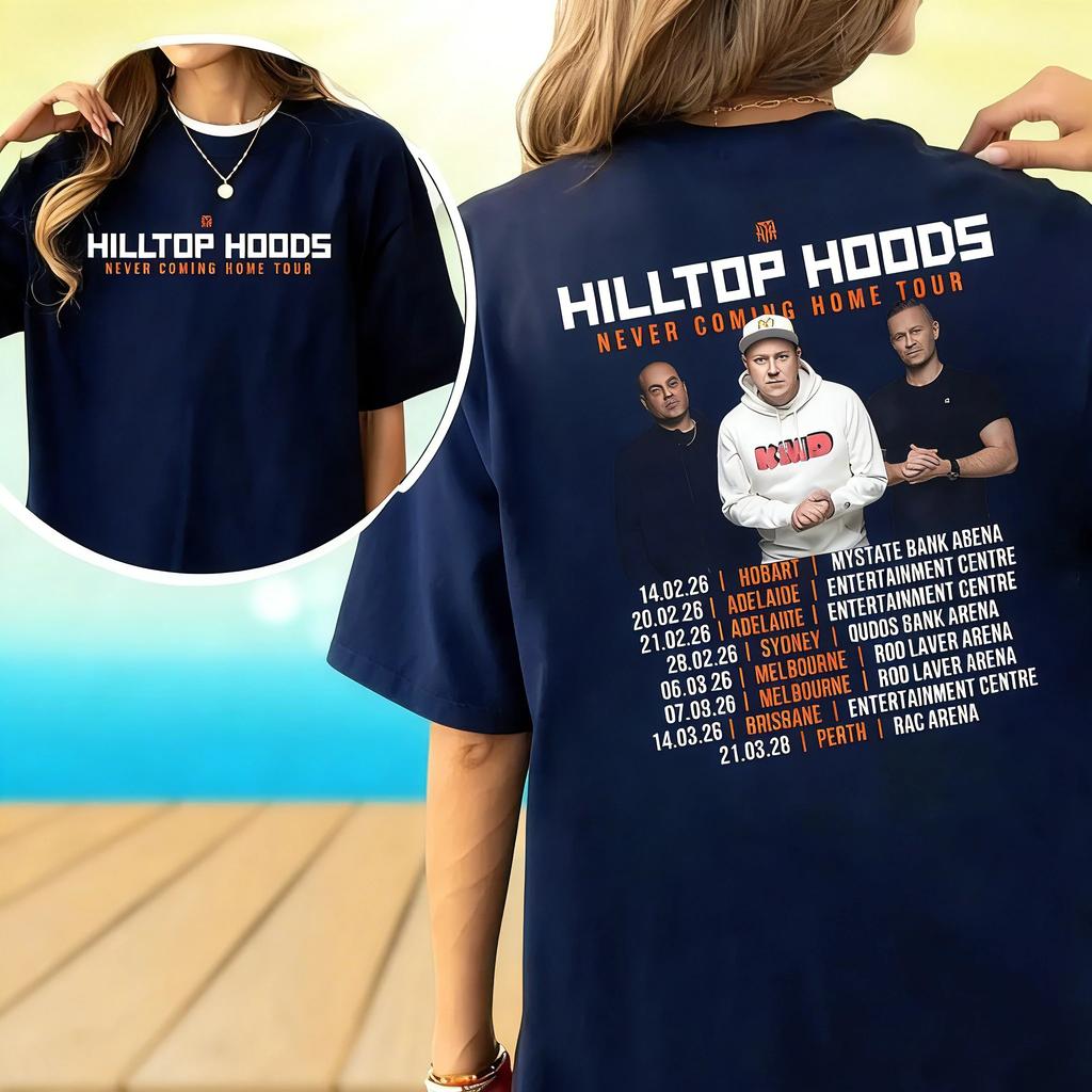 2026 Summer Fashion Trendy Tee 2-sided Hilltop Hoods 2026 Tour Australia T-Shirt - Concert Band Merch - Comfortable Retro Fashion T-Shirt