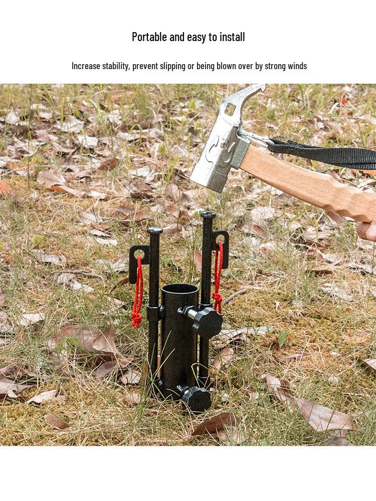 Adjustable Outdoor Awning Pole Holder for Camping - Sun Shelter Tent Stakes & Support Poles