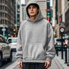 Men Hoodie Solid Color Sweatshirt with Hood Large Front Pocket Thickened Warm Pullover for Autumn Winter Street Sports Wear