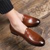 Men's Plus Size Pointed Toe Leather Loafers: Casual & Formal Slip-On Shoes