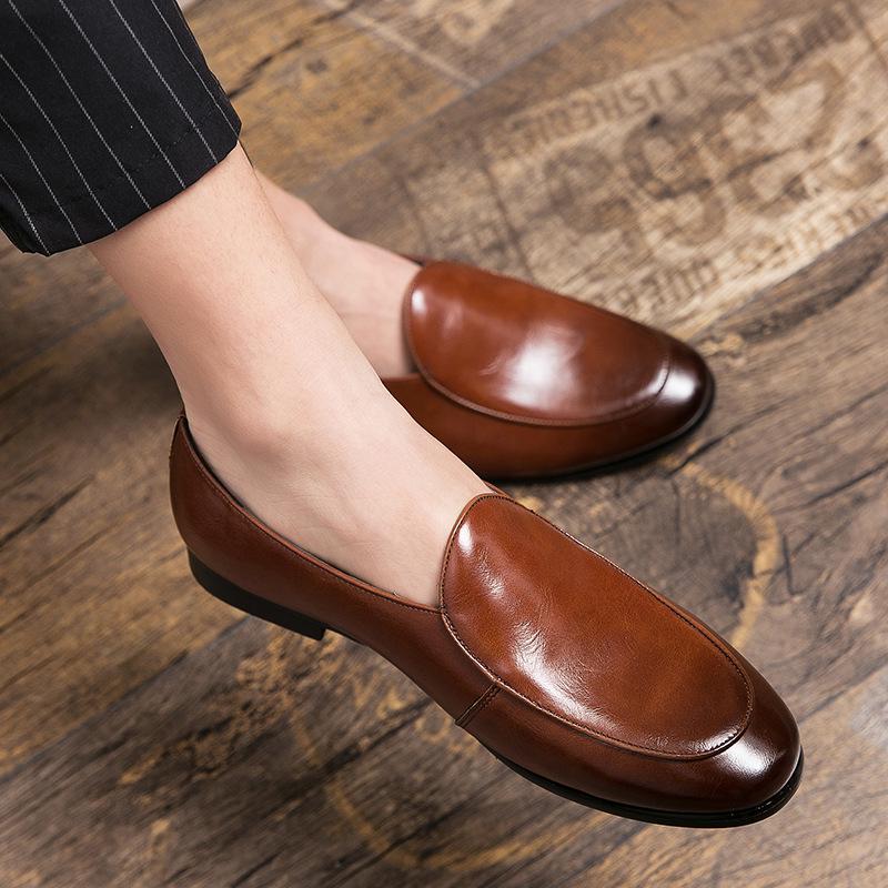 Men's Plus Size Pointed Toe Leather Loafers: Casual & Formal Slip-On Shoes