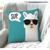 Swono Funny Llama Decorative Throw Pillow Cover Case,Sup Llama Cotton Linen Outdoor Pillow Cases Square Standard Cushion Covers for Sofa Couch Bed