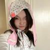 Sweet Floral Hair Scarf Y2K Pullover Cap Korean Lop Ear Rabbit Hat  Clothing Accessories