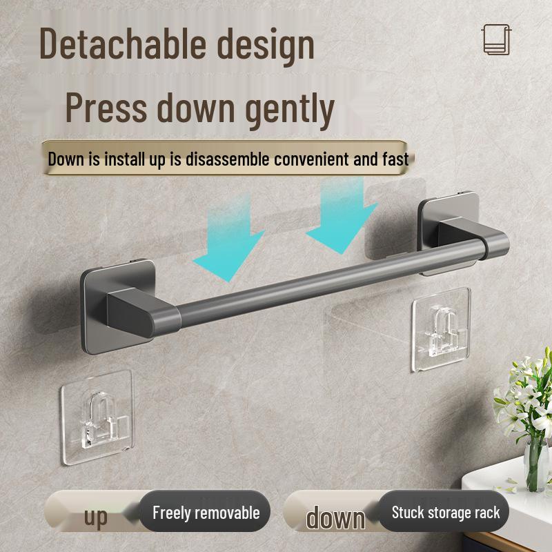 No-Drill Wall-Mounted Bathroom Towel Rack with Shelf
