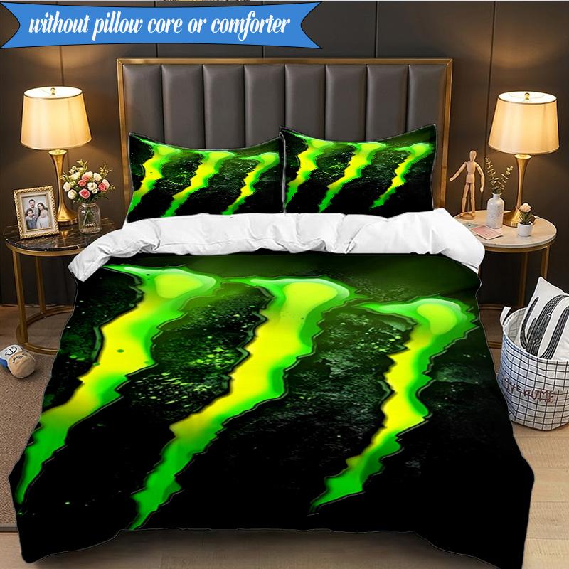 Set Biancheria da Letto 3 Pezzi Monster Drink, Include 1 Copripiumino e 2 Federe Perfetto per Camera da Letto, Dormitorio, Regalo di Natale per Fan