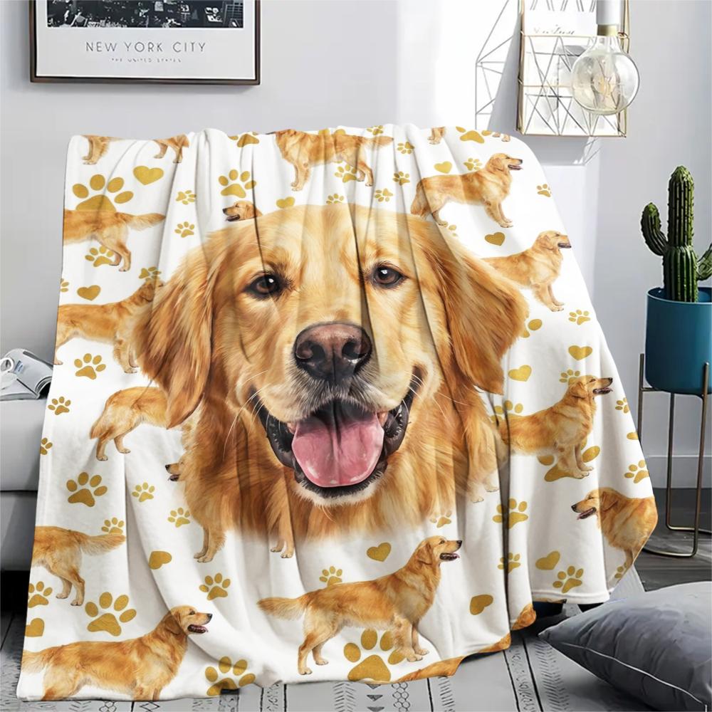 1PC Cute Pet Puppy Print Flannel Blanket, High quality All Seasons, Home Decor, Warmth and Comfort, Perfect for Christmas Gifts