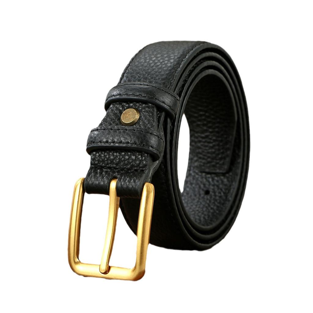 Women'S Alloy Leather Belt, Simple Temperament Belt, First Layer Cowhide Retro Pin Buckle Belt