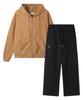 Bakken [Set] Back Lettering Fleece Zip-Up Hoodie & Wide Pants Set