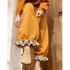 Ammonia-Infused DR Composite Yellow Lantern Patchwork Lace Women's Wide-Leg Pants - Autumn/Winter Collection.