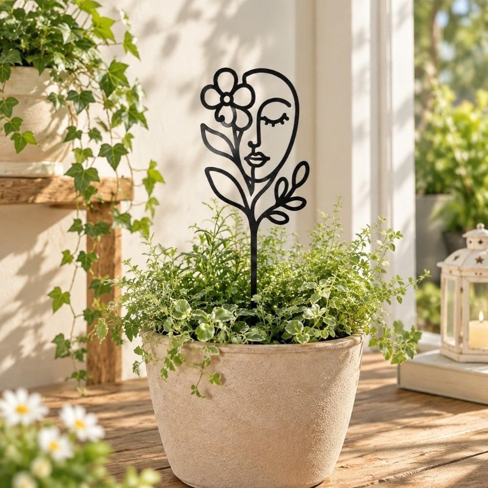 Abstract Figure Character Silhouette Plant Stand Moon Bird Garden Plant Trellis Indoor Plants