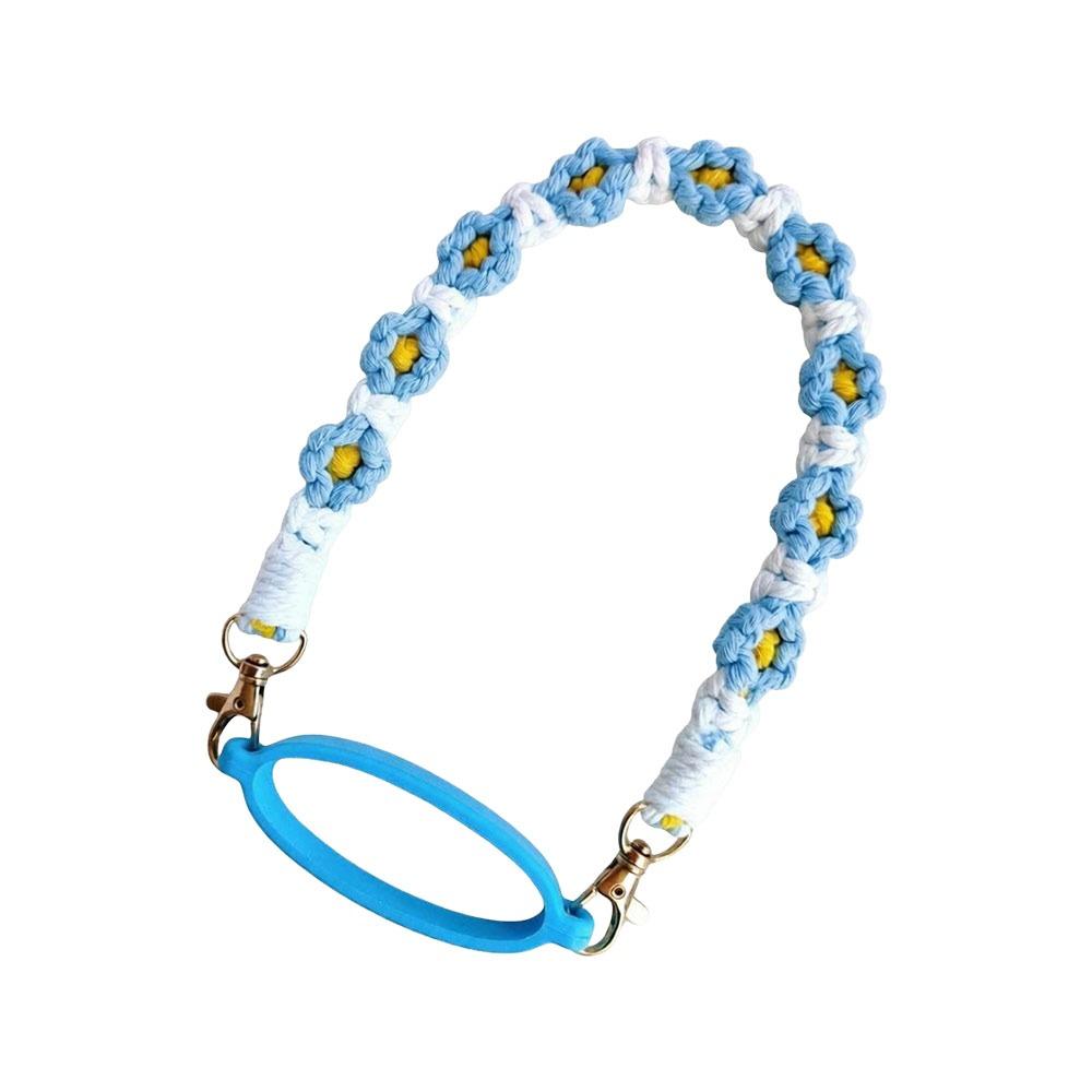 Crochet Daisy Flowers Cup Carrier Strap Silicone Water Bottle Strap Tumbler Carrying Strap Walking