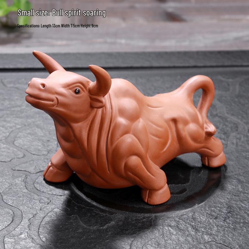Handmade Large Purple Clay Ox Tea Pet for Kung Fu Tea Ceremony