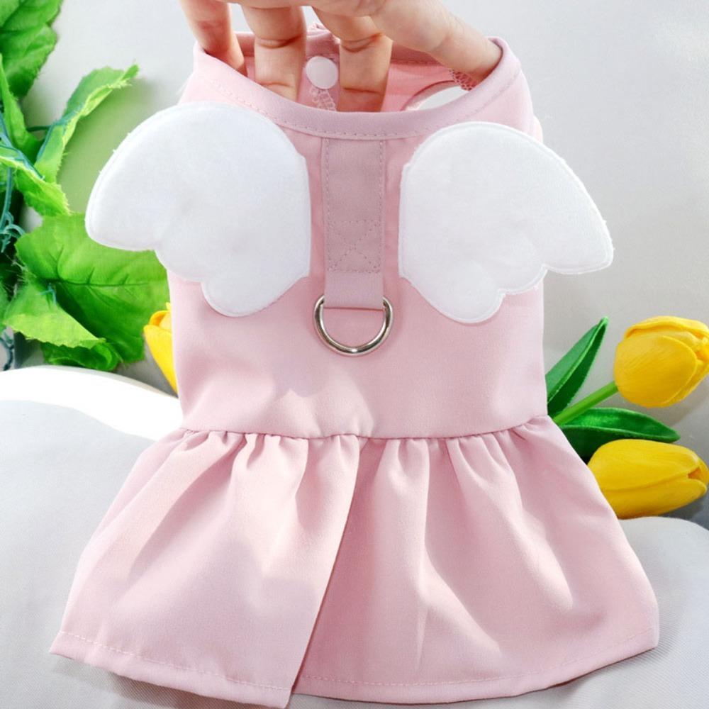Soft Breathable Fabric Pet Harness Dress Pink Puppy Traction Wear  Street Casual Walk