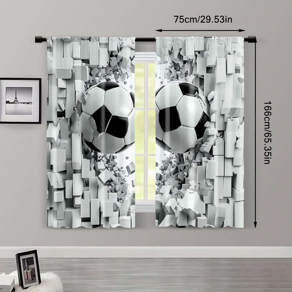 2pcs   Print Curtains 2D print Football Printed Versatile Durable Polyester (without rod) Art Deco Festive Perfect for Room