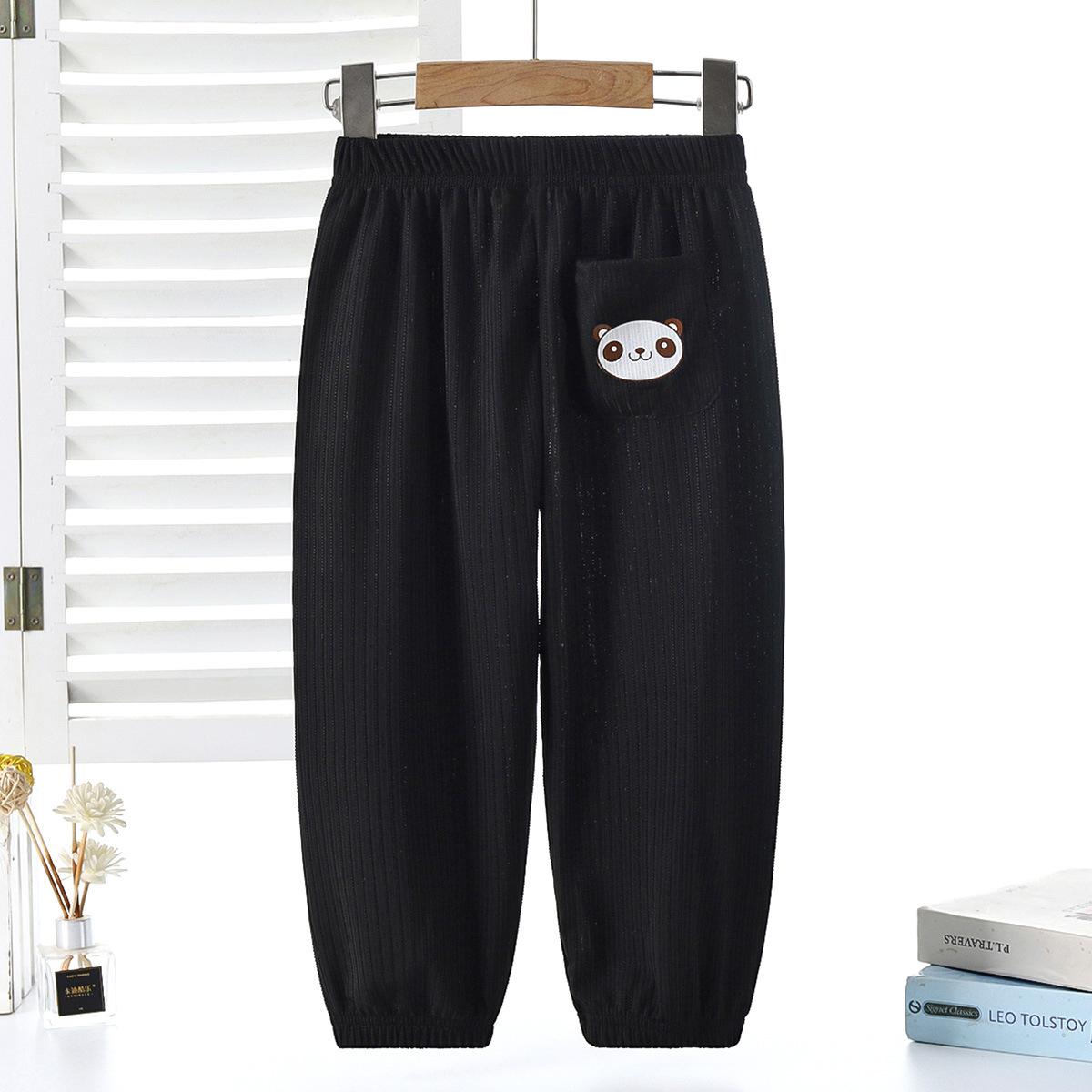 

Детские штаны с защитой от комаров, летние дышащие брюки с героями мультфильмов, детские штаны из ледяного шелка для мальчиков и девочек 80cm чёрный