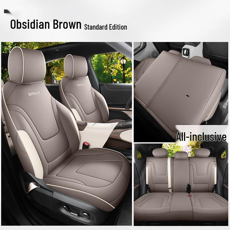 Smart Elf 1 Full Leather Car Seat Cushion - Universal Fit for All Seasons, Five Seats