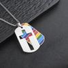 Men's Polished Letter Cross Pendant Necklace - Stainless Steel Rainbow Dog Tag