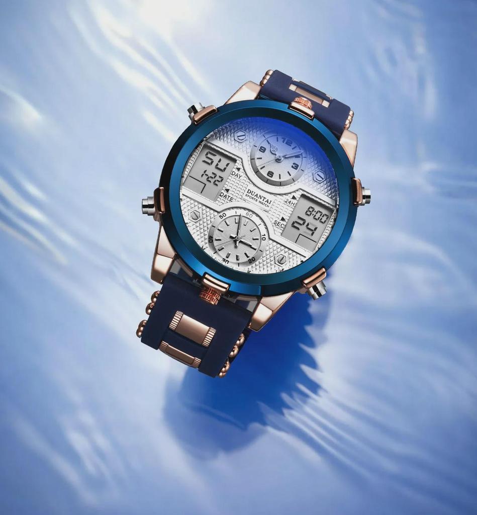 DUANTAI Military Watch: Dual Movement, Dual Display, Luminous, Multi-Function, Waterproof Sports Watch.