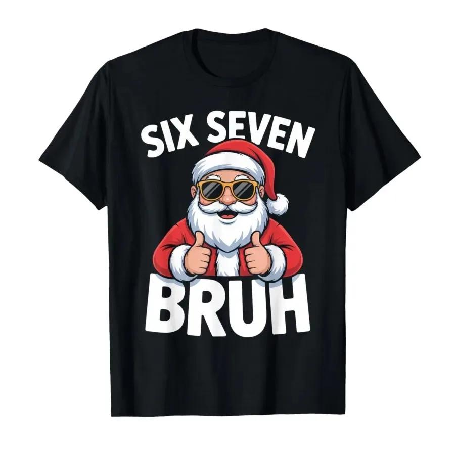 2026 New Funny Meme Tee Vintage Y2k Tshirt 67 Christmas Santa Claus Funny Six Seven Print for Women Tops Short Sleeve Clothing