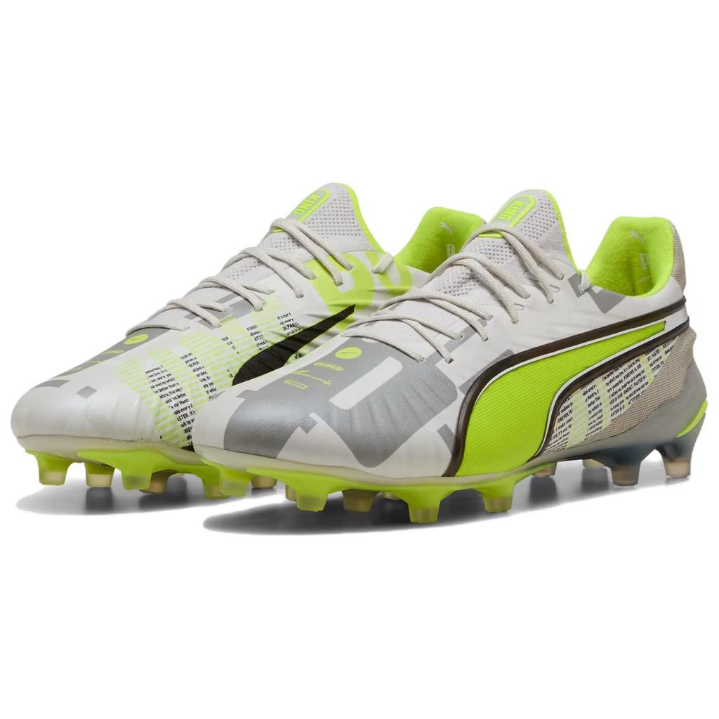 Puma King Ultimate FG AG Forever Pack Men Sneakers Grey Feather-Grey Electric-Lime 108426-01