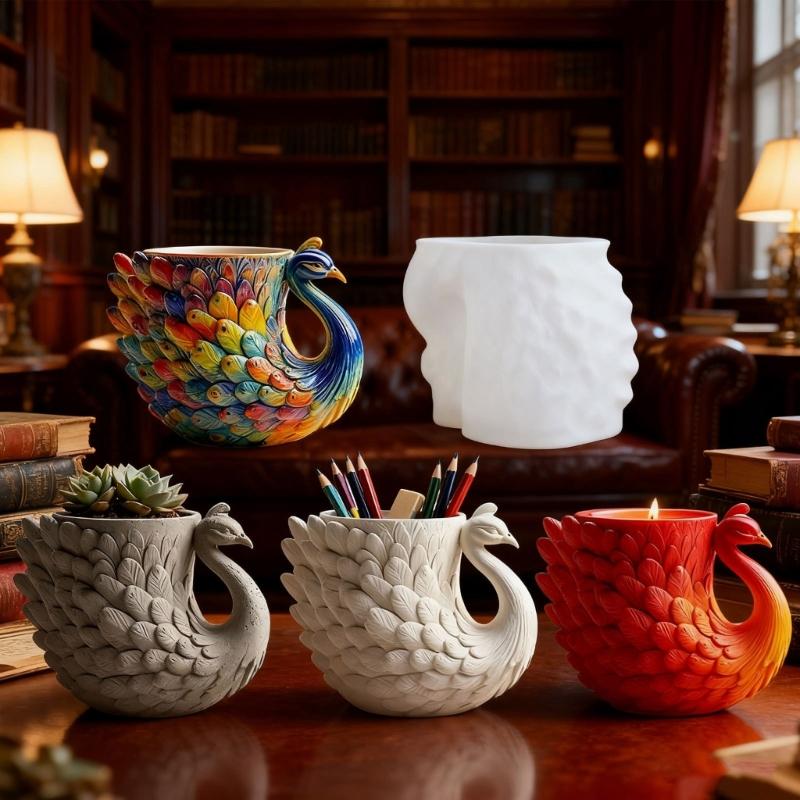 Handmade Plant Pots Mould Flexible Silicone Mould for Concrete Succulent Planter Creative Pen Holder Making Mould