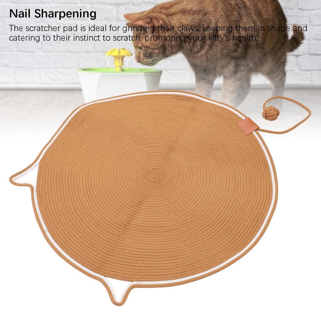 Cat Scratcher Mat 80cm Cotton Rope Protect Furniture Sturdy Round Cat Scratcher Pad with Ball Toy fo