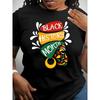 Women Black History Month T-Shirt Pan-African Colors African Map Rasta Print Crew Neck All-Season Cultural Pride Top