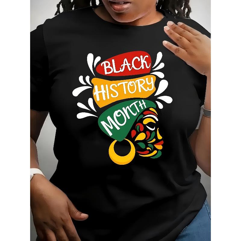

Women Black History Month T-Shirt Pan-African Colors African Map Rasta Print Crew Neck All-Season Cultural Pride Top 4XL чорний