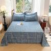 Geometric Grid Pattern Bed Sheet Set 3Pcs 100% Cotton Queen Size Bedding Set Skin-friendly Soft Bed Sheets with Pillowcases
