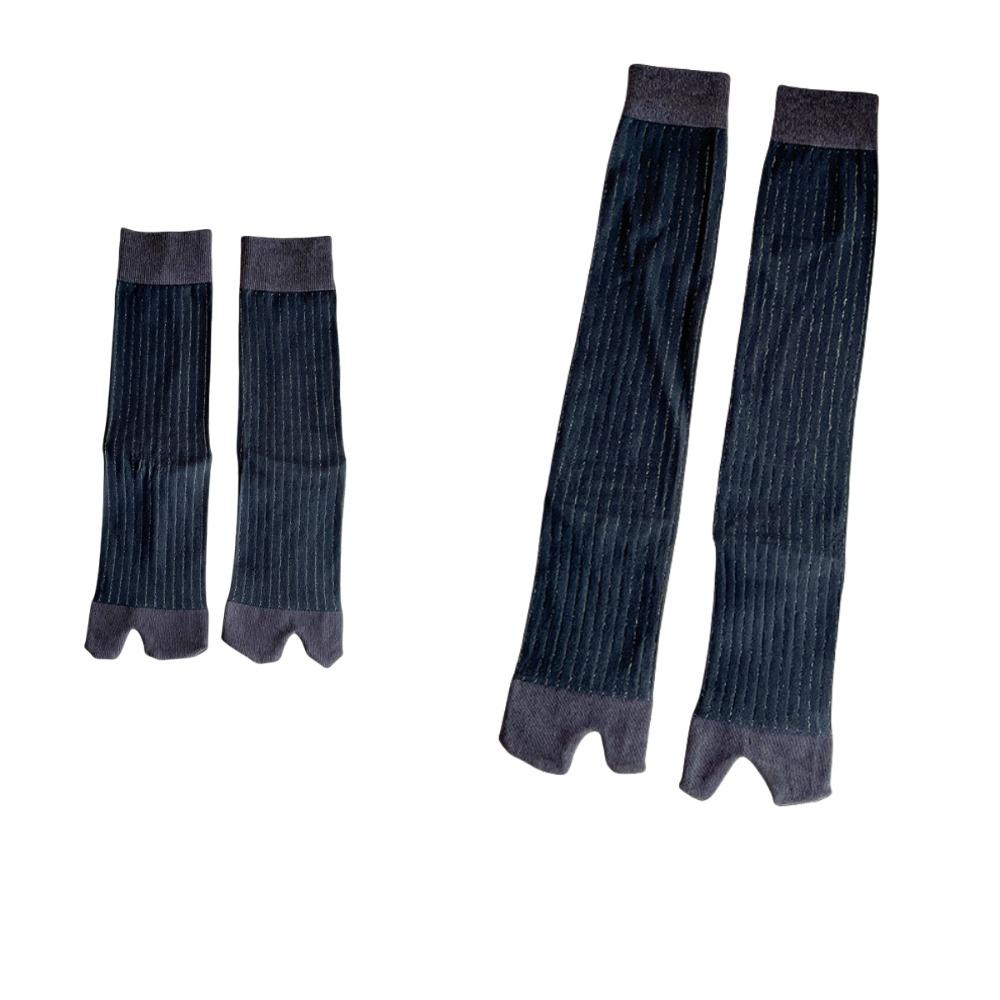 

2Pairs Stripe JK Two Toe Socks Sweet Mid-calf Socks Breathable Knee High Socks Women Grey Long Short