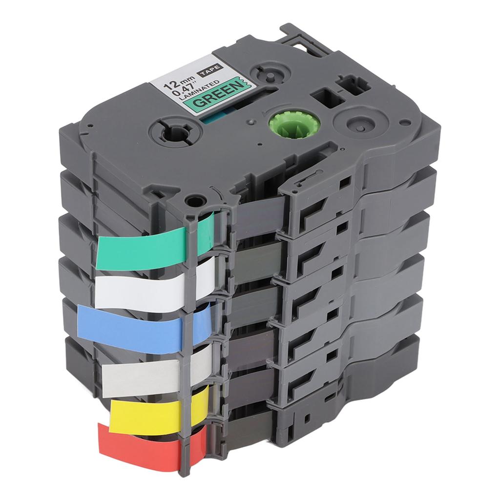 6Pcs 12mm Label Maker Tape Clear Fast Printing High Toughness Smart Sensing TZ Tape for Badges Job Cards Folder Labels