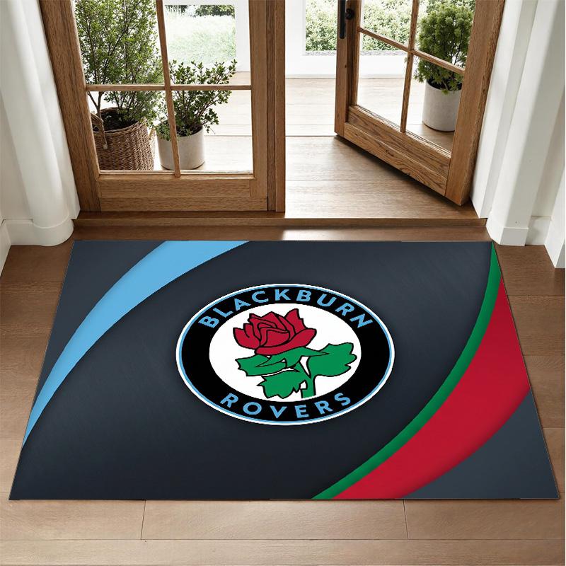 Blackburn Rovers Football Design Crystal Velvet Rug Soft Decorative Mat for Bedroom Entrance