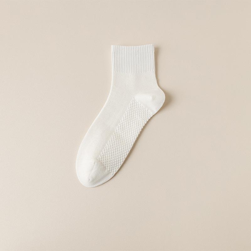 Șosete noi de primăvară și vară, culoare uni, pentru bărbați, cu talpă de masaj japoneză, plasă, șosete business medii, tub mediu, respirabile, simple, șosete din bumbac all-in-one