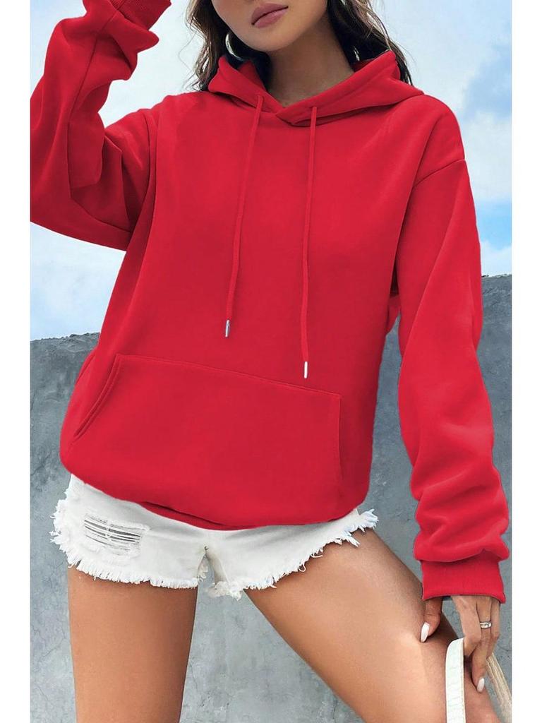 Women's Autumn & Winter Solid Color Casual Loose Pullover Hooded Sweatshirt