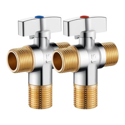 Set of 2 Stop Valves 1/4 Turn 1/2 Inch Crimps Pex F1807 X 3/8 Inch OD Compression for Bathroom and Kitchen Fixtures