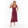 Women Summer Casual Sleeveless Spaghetti Strap A-Line Dress High Waist Long Split Solid Color Dresses